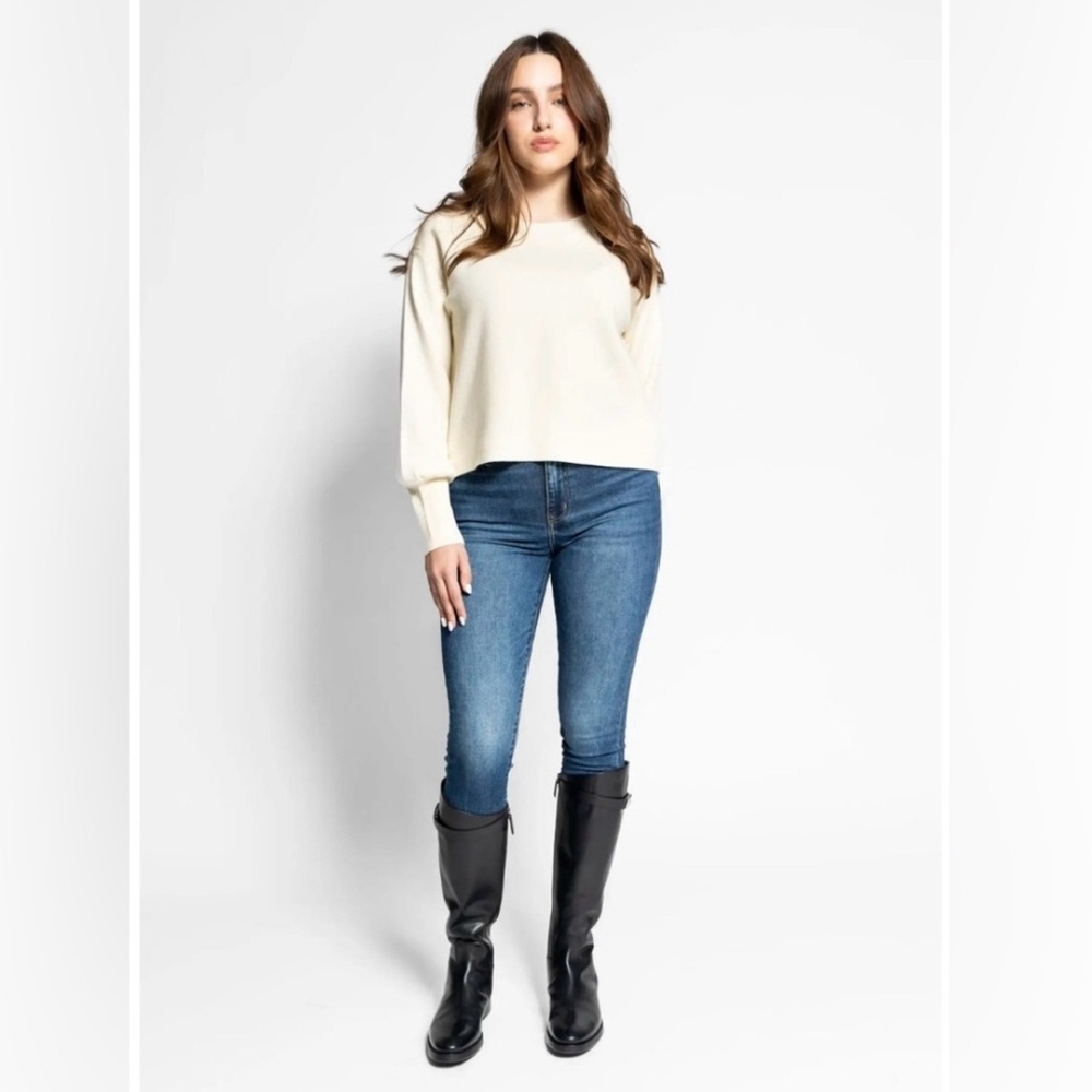 NWOT | Oat New York Cream Crew Neck Balloon Sleeve Sweater Women's Size XS